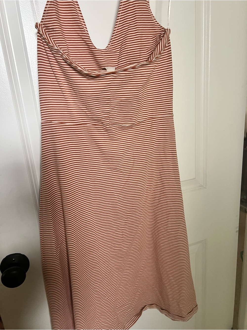 Pact Striped V-Neck Sleeveless Midi Dress - Pink and Tan - Picture 4 of 4